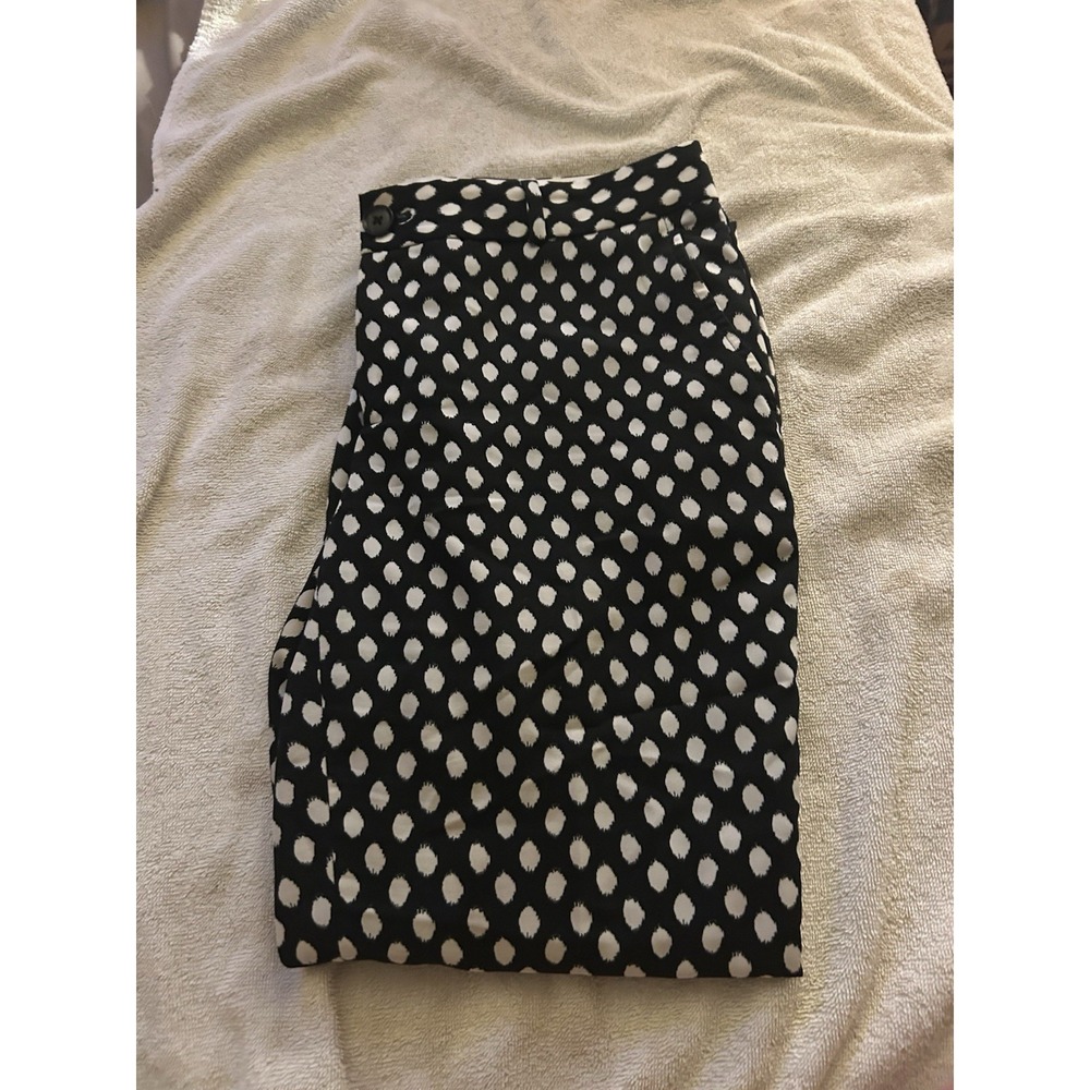 Banana Republic Polka Dot Dress Pants Womens 6 Black Ivory Lined Career